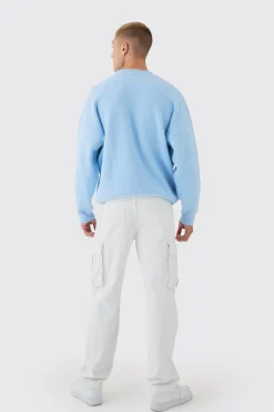 boohooMAN Oversized Fluffy Teddy Jumper In Blue | UK| Knitwear