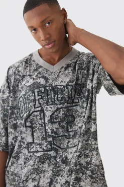 Oversized Football Official Abstract Printed T-shirt | UK^boohooMAN Online