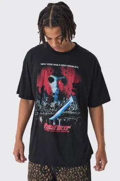 Oversized Friday 13th License Print T-Shirt | UK^boohooMAN Online