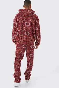 boohooMAN Oversized Fringed Heavyweight Jacquard Tapestry Hoodie | UK| Hoodies & Sweatshirts