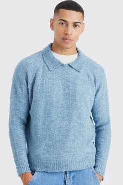 boohooMAN Oversized Funnel Neck Herringbone Knit Jumper | UK| Knitwear