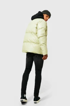 boohooMAN Oversized Funnel Neck Mid Puffer | UK| Coats & Jackets