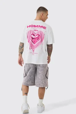 Oversized Geometric Heart Graphic T-shirt | UK^boohooMAN