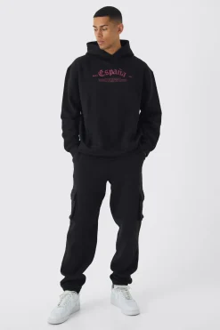 boohooMAN Oversized Gothic Embroidered Cargo & Hoodie Tracksuit | UK| Tracksuits|Hoodies & Sweatshirts