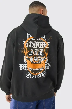 boohooMAN Oversized Gothic Graffiti Skull Hoodie | UK| Hoodies & Sweatshirts