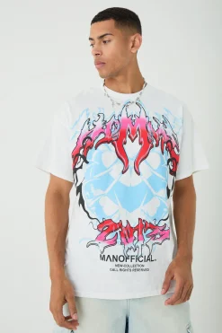 Oversized Gothic Print T-shirt | UK^boohooMAN New