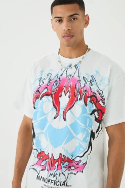 Oversized Gothic Print T-shirt | UK^boohooMAN New