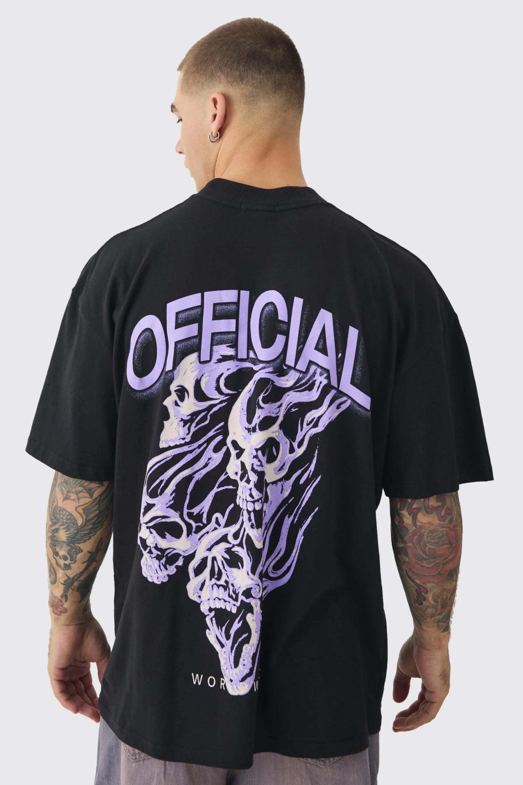 Oversized Gothic Skull Flame Print T-shirt | UK^boohooMAN Best