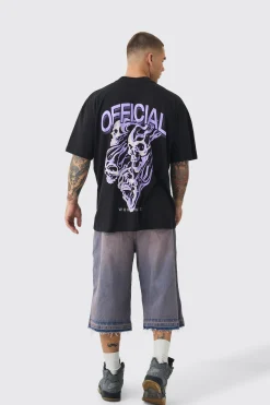 Oversized Gothic Skull Flame Print T-shirt | UK^boohooMAN Best