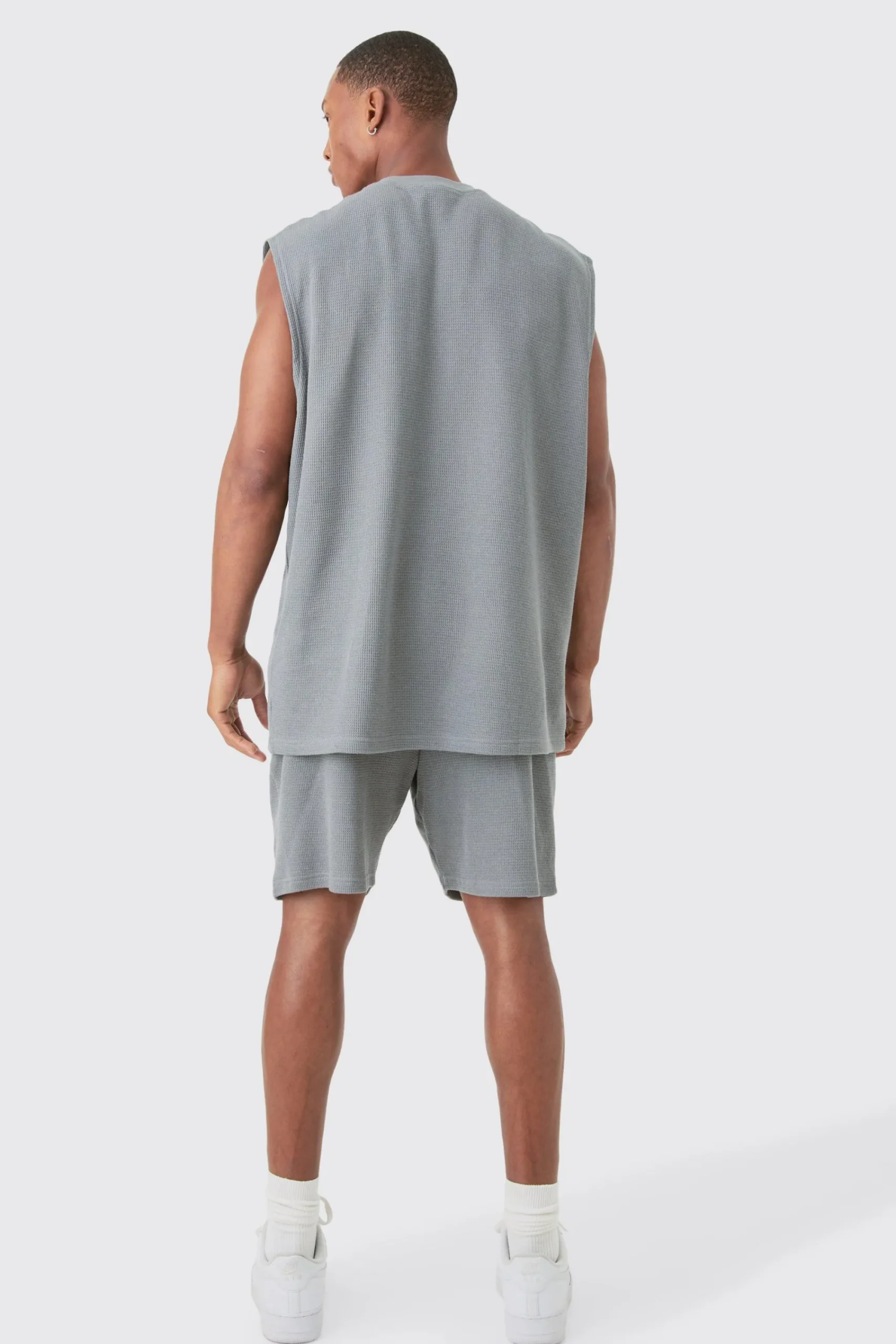Oversized Gothic Waffle Large Printed Tank & Shorts Set | UK^boohooMAN Best
