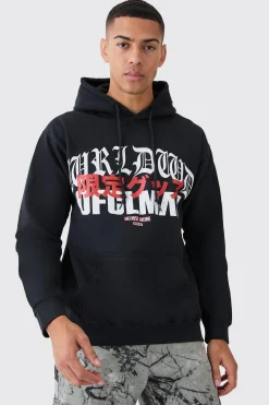boohooMAN Oversized Gothic Worldwide Printed Hoodie | UK| Hoodies & Sweatshirts