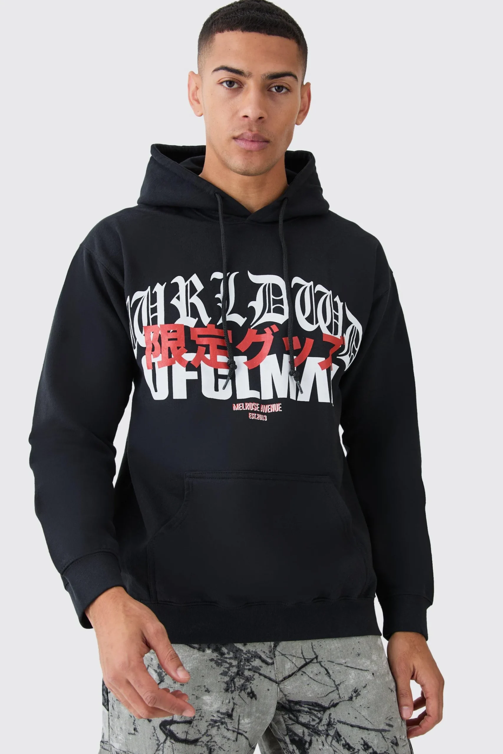 boohooMAN Oversized Gothic Worldwide Printed Hoodie | UK| Hoodies & Sweatshirts