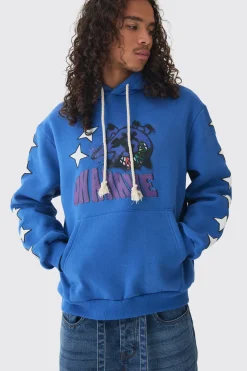 boohooMAN Oversized Graffiti Bear Print Hoodie | UK| Hoodies & Sweatshirts