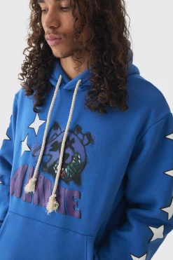 boohooMAN Oversized Graffiti Bear Print Hoodie | UK| Hoodies & Sweatshirts