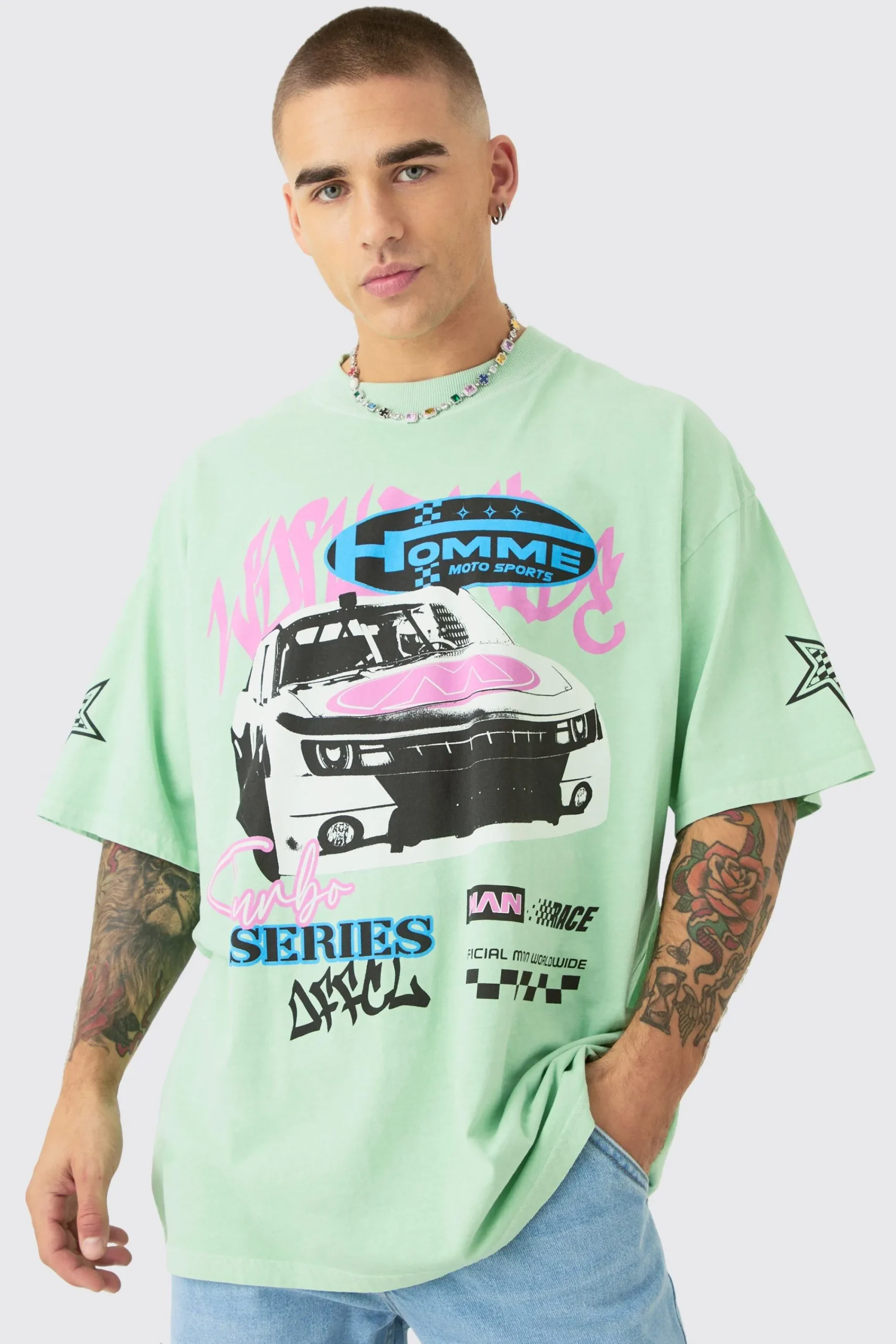 Oversized Graffiti Car Graphic Wash T-shirt | UK^boohooMAN Discount