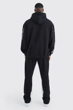 boohooMAN Oversized Graffiti Gusset Hooded Tracksuit | UK| Tracksuits