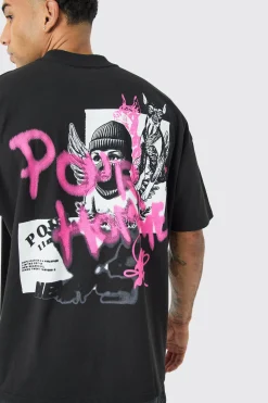 Oversized Graffiti Heavyweight T-shirt | UK^boohooMAN Hot