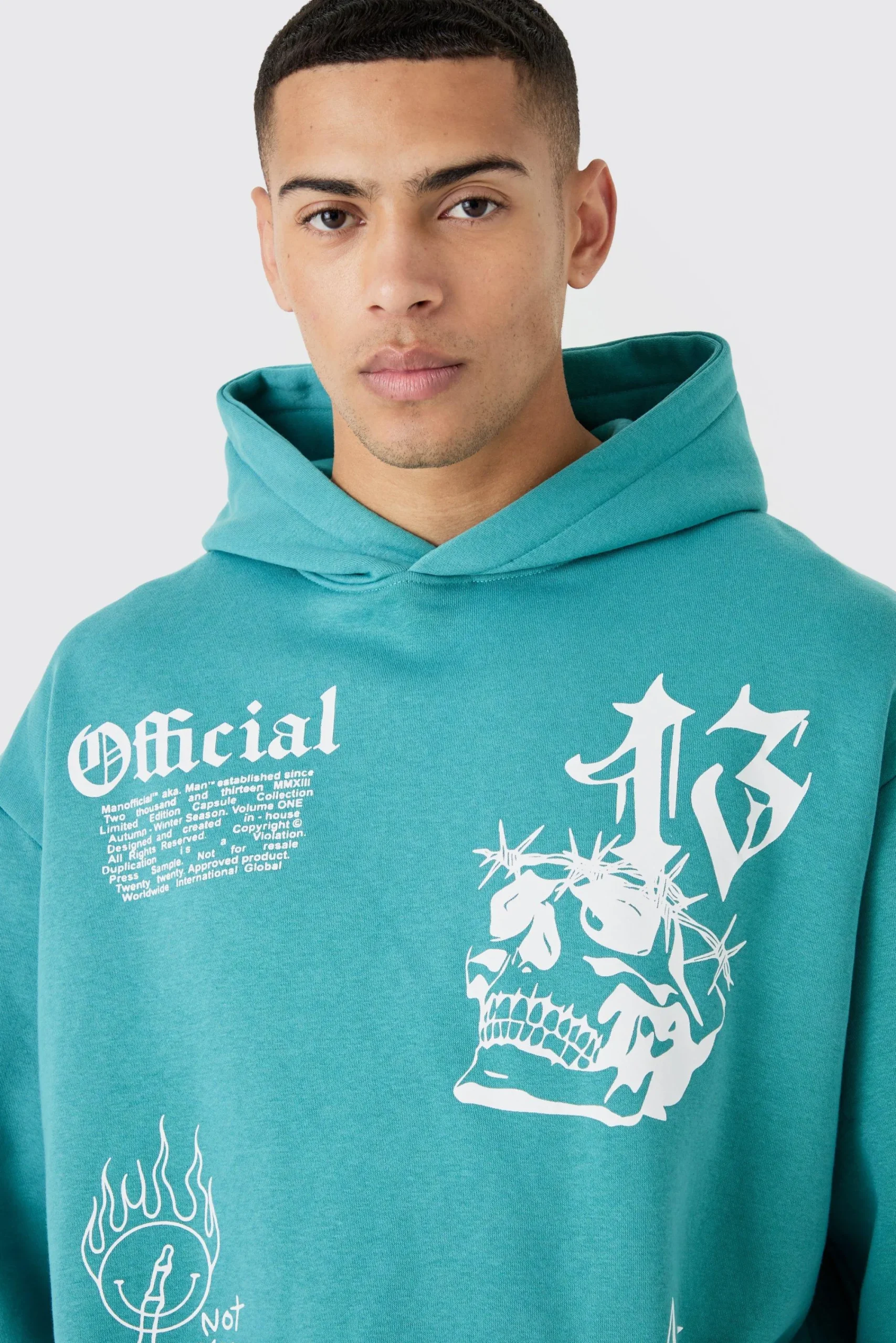 boohooMAN Oversized Graffiti Hoodie Short Tracksuit | UK| Tracksuits