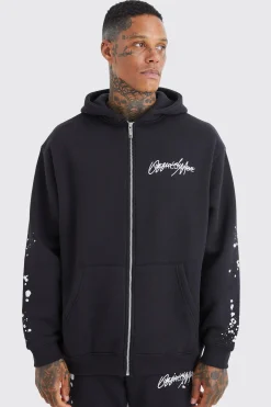 boohooMAN Oversized Graffiti Paint Splatter Hoodie | UK| Hoodies & Sweatshirts