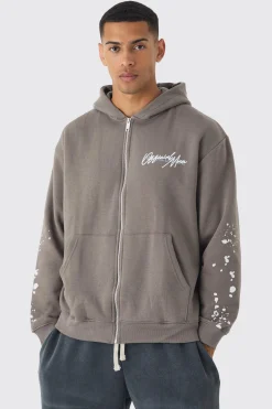 boohooMAN Oversized Graffiti Paint Splatter Hoodie | UK| Hoodies & Sweatshirts