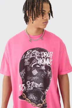 Oversized Graffiti Pour Homme Mask Graphic Wash T-shirt | UK^boohooMAN Discount