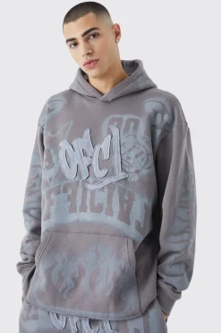 boohooMAN Oversized Graffiti Print Hoodie | UK| Hoodies & Sweatshirts