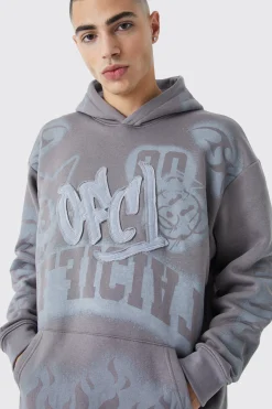 boohooMAN Oversized Graffiti Print Hoodie | UK| Hoodies & Sweatshirts