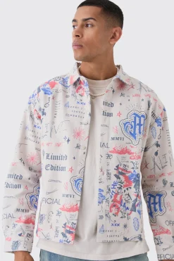 boohooMAN Oversized Graffiti Print Overshirt | UK| Shirts