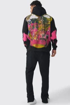 boohooMAN Oversized Graffiti Renaissance Over Seams Graphic Print Hoodie | UK| Hoodies & Sweatshirts