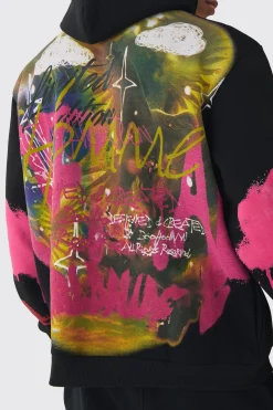 boohooMAN Oversized Graffiti Renaissance Over Seams Graphic Print Hoodie | UK| Hoodies & Sweatshirts