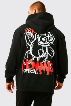 boohooMAN Oversized Graffiti Teddy Graphic Hoodie | UK| Hoodies & Sweatshirts