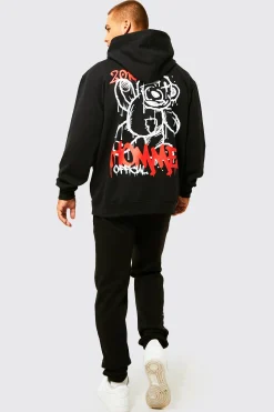 boohooMAN Oversized Graffiti Teddy Graphic Hoodie | UK| Hoodies & Sweatshirts