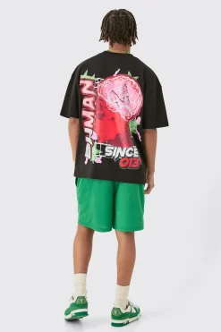boohooMAN Oversized Graphic T-shirt & Mesh Short Set | UK| Tracksuits