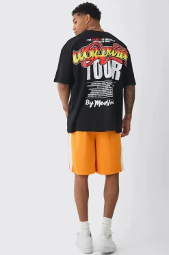 boohooMAN Oversized Graphic T-shirt & Mesh Short Set | UK| Sets & Co-Ords|Tracksuits