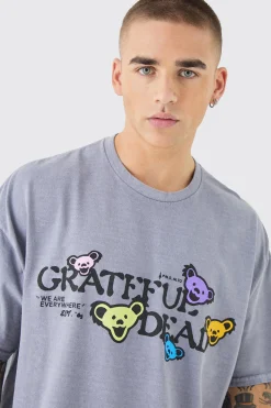 Oversized Greatful Dead Band Wash License T-shirt | UK^boohooMAN Outlet