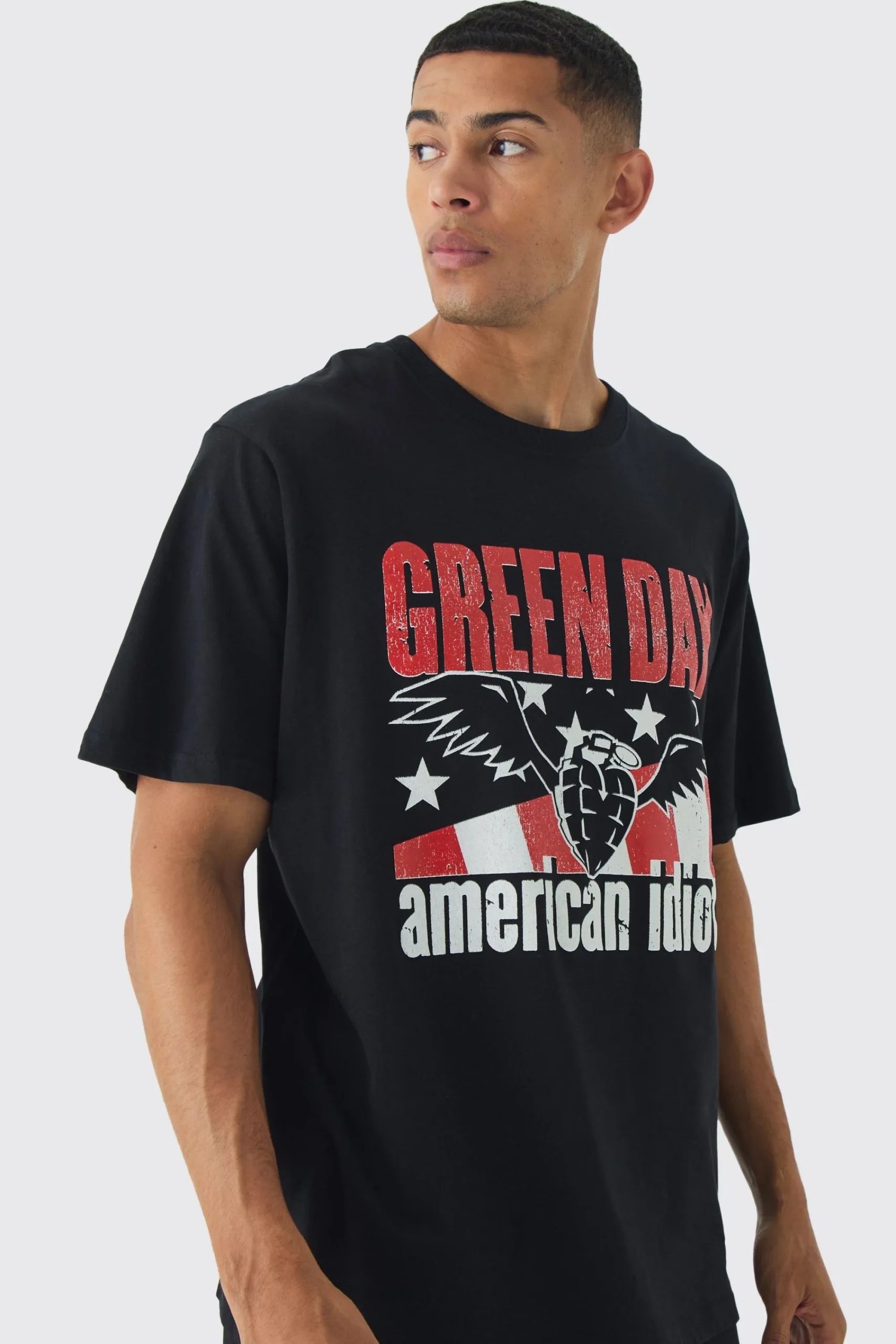 Oversized Green Day Band License Print T-Shirt | UK^boohooMAN