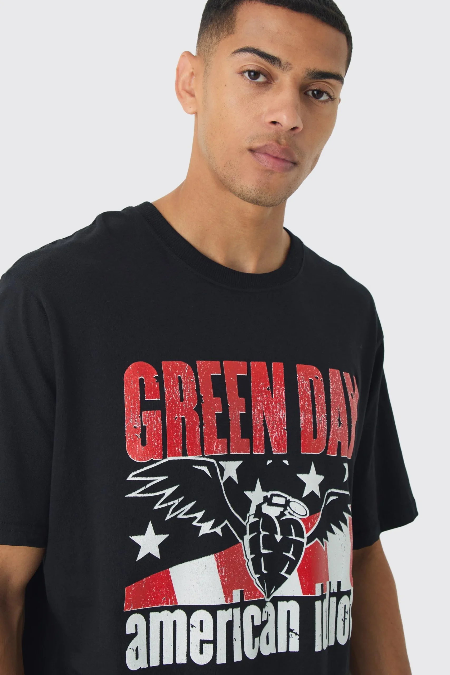 Oversized Green Day Band License Print T-Shirt | UK^boohooMAN