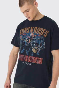 Oversized Guns N Roses Band License T-Shirt | UK^boohooMAN Outlet