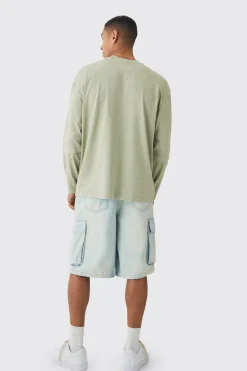 Oversized Half Faux Layer Oil Wash T-shirt | UK^boohooMAN Outlet