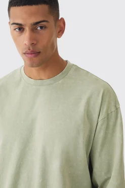 Oversized Half Faux Layer Oil Wash T-shirt | UK^boohooMAN Outlet