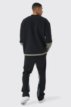 boohooMAN Oversized Half Sleeve Faux Layer 13 Applique Sweatshirt | UK| Shirts|Hoodies & Sweatshirts