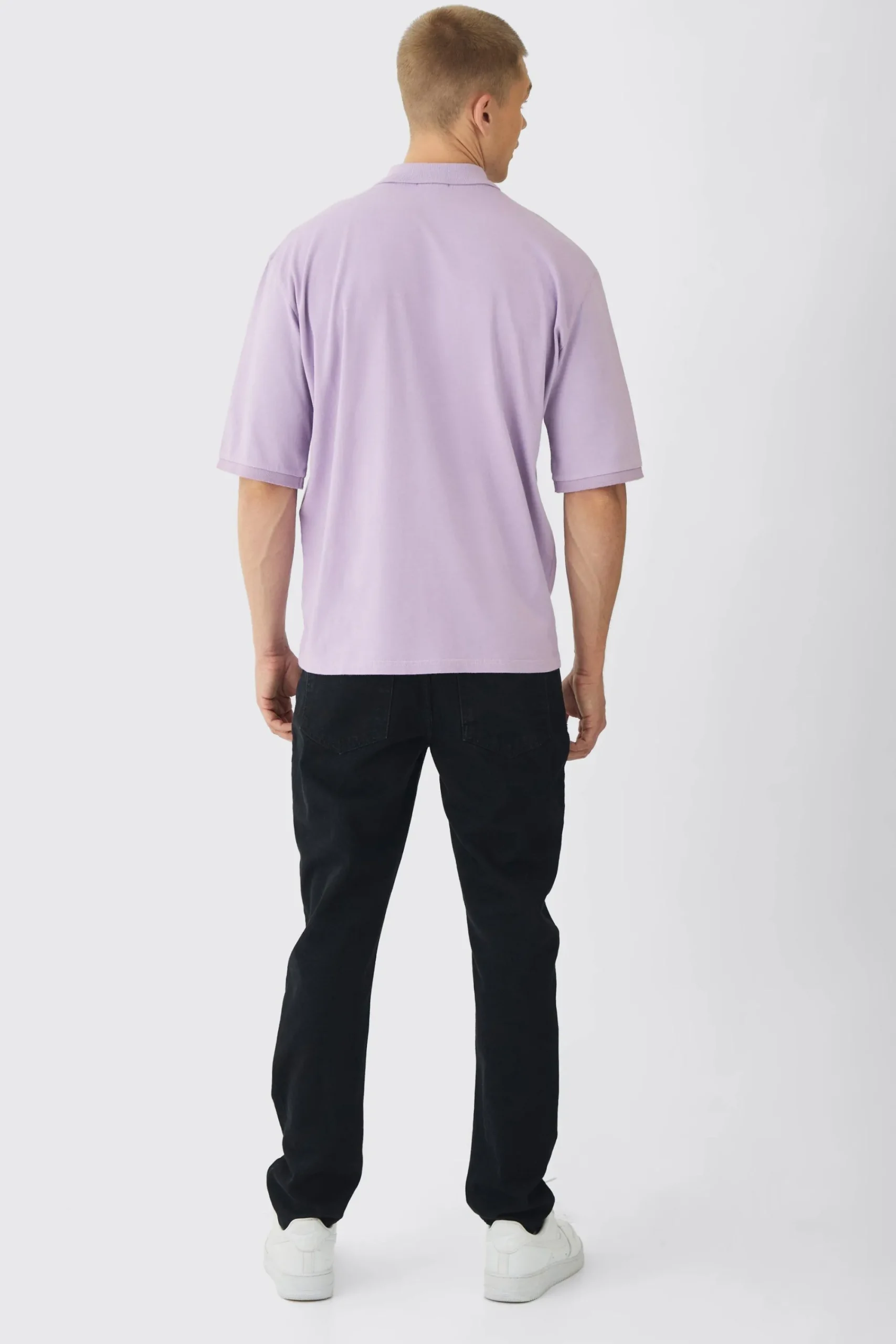 Oversized Half Sleeve Golf Wash Polo | UK^boohooMAN