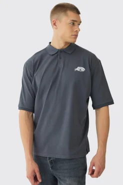 Oversized Half Sleeve Golf Wash Polo | UK^boohooMAN