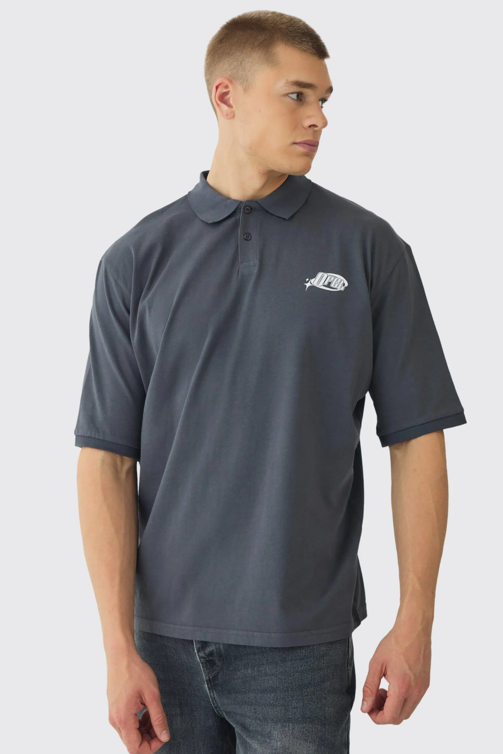 Oversized Half Sleeve Golf Wash Polo | UK^boohooMAN