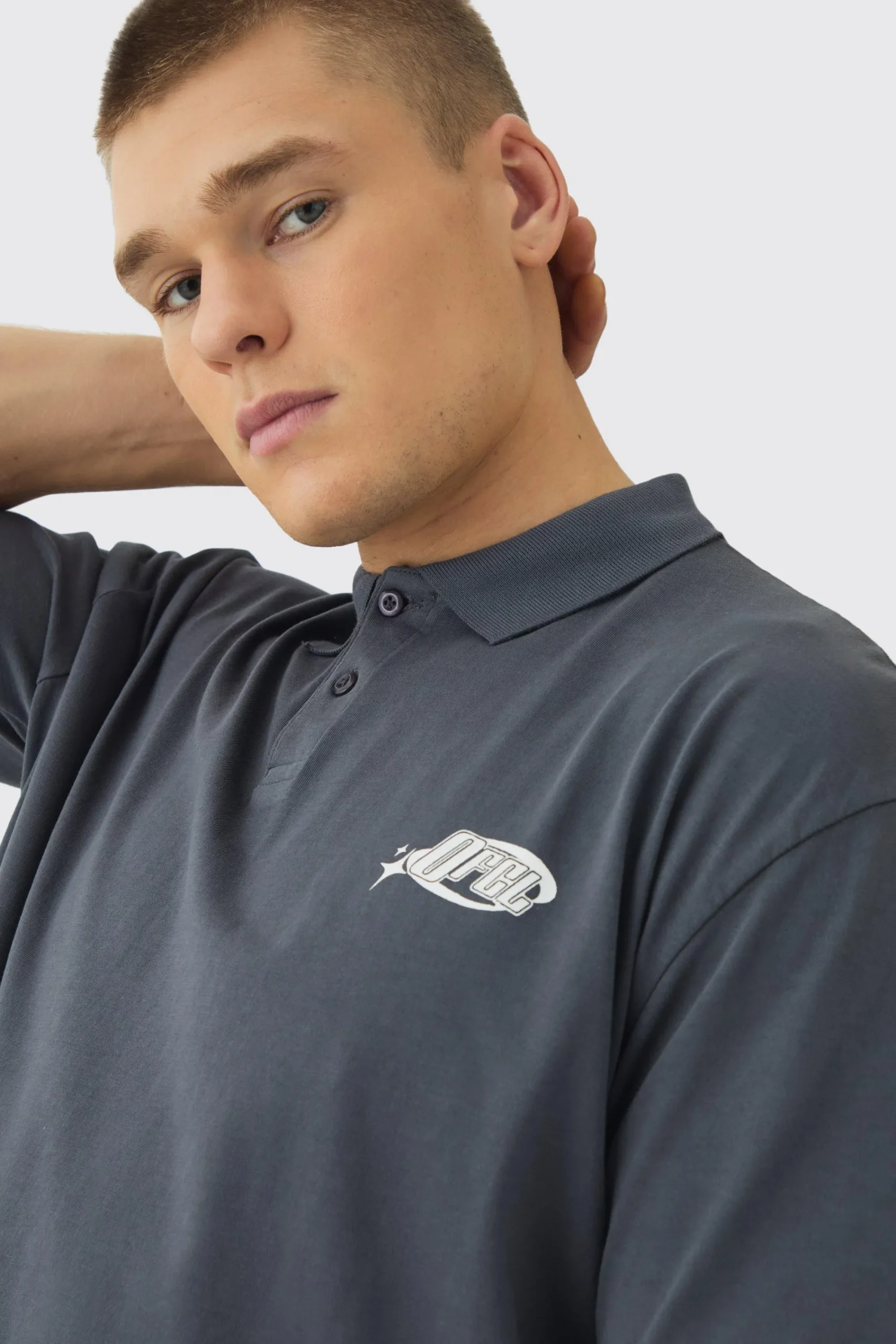 Oversized Half Sleeve Golf Wash Polo | UK^boohooMAN