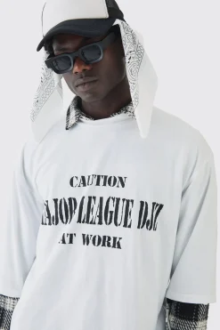 Oversized Half Sleeve Heavyweight Printed Nibbling T-shirt | UK^boohooMAN Clearance