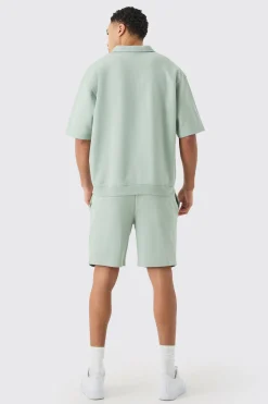 boohooMAN Oversized Half Sleeve Revere Elastic Hem Polo And Short Set | UK| Sets & Co-Ords|Tracksuits