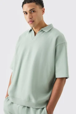 boohooMAN Oversized Half Sleeve Revere Elastic Hem Polo And Short Set | UK| Sets & Co-Ords|Tracksuits