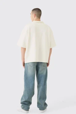 boohooMAN Oversized Half Sleeve Rugby Revere Sweatshirt | UK| Hoodies & Sweatshirts