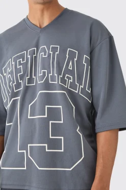 Oversized Half Sleeve V Neck Mesh T-shirt | UK^boohooMAN Best